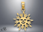 Load image into Gallery viewer, 14K Yellow Gold Smiling Sun Charm with Necklace Chain Options