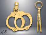 Load image into Gallery viewer, 14K Yellow Gold 2-Piece Handcuffs Charm with Necklace Chain Options