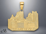 Load image into Gallery viewer, 14K Yellow Gold Pittsburgh Skyline Charm with Necklace Chain Options