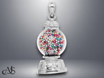 Load image into Gallery viewer, 14K Yellow Gold White Gold 3-D Moveable Gumball Machine Glass Pendant with Necklace Chain Options