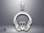 Load image into Gallery viewer, 14K Yellow Gold White Gold Polished Round Claddagh Charm with Necklace Chain Options
