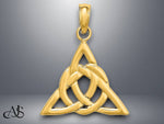 Load image into Gallery viewer, 14K Yellow Gold White Gold Celtic Trinity Knot Charm with Necklace Chain Options