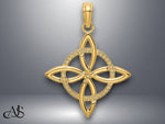 Load image into Gallery viewer, 14K Yellow Gold White Gold Small Celtic Eternity Knot Charm with Necklace Chain Options