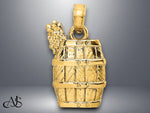 Load image into Gallery viewer, 14K Yellow Gold Wine Barrel With Grapes Charm with Necklace Chain Options
