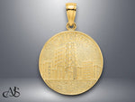 Load image into Gallery viewer, 14K Yellow Gold CHICAGO Skyline On Round Disc Charm with Necklace Chain Options