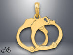 Load image into Gallery viewer, 14K Yellow Gold 2-Piece Handcuffs Charm with Necklace Chain Options