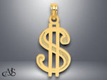 Load image into Gallery viewer, 14K Yellow Gold Textured Dollar Sign Charm with Necklace Chain Options