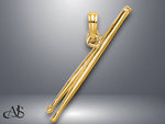 Load image into Gallery viewer, 14K Yellow Gold 3-D Moveable Drum Sticks Charm with Necklace Chain Options