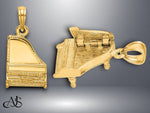 Load image into Gallery viewer, 14K Yellow Gold White Gold 3-D Top Opens Grand Piano Charm with Necklace Chain Options