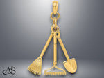 Load image into Gallery viewer, 14K Yellow Gold 3-D Moveable Garden Tool Charm with Necklace Chain Options