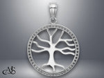 Load image into Gallery viewer, 14K Yellow Gold White Gold Large Tree Of Life In Round Frame Charm with Necklace Chain Options