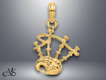 Load image into Gallery viewer, 14K Yellow Gold 3-D Bagpipes Charm with Necklace Chain Options