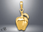 Load image into Gallery viewer, 14K Yellow Gold 3-D Apple W/ Stem and Leaf Charm with Necklace Chain Options