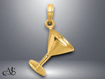 Load image into Gallery viewer, 14K Yellow Gold 3-D Polished Martini Glass Charm with Necklace Chain Options