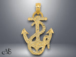 Load image into Gallery viewer, 14K Yellow Gold Polished Anchor and Rope Charm with Necklace Chain Options