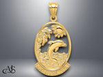 Load image into Gallery viewer, 14K Yellow Gold SARASOTA w/ Dolphin Sunset Scene Charm with Necklace Chain Options