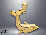Load image into Gallery viewer, 14K Yellow Gold 2-D Textured Dolphin Jumping Charm with Necklace Chain Options