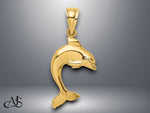 Load image into Gallery viewer, 14K Yellow Gold Jumping Dolphin Polished 2-D Charm with Necklace Chain Options