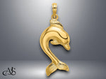 Load image into Gallery viewer, 14K Yellow Gold 2-D Polished Dolphin Jumping Charm with Necklace Chain Options
