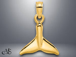 Load image into Gallery viewer, 14K Yellow Gold Polished Small Whale Tail Charm with Necklace Chain Options