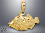 Load image into Gallery viewer, 14K Yellow Gold 2-D Polished Engraved Fish Charm with Necklace Chain Options