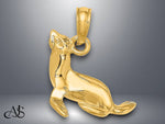 Load image into Gallery viewer, 14K Yellow Gold 3-D Polished Seal Charm with Necklace Chain Options