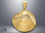 Load image into Gallery viewer, 14K Yellow Gold Textured Clam Shell Charm with Necklace Chain Options