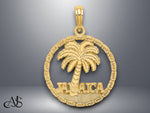 Load image into Gallery viewer, 14K Yellow Gold JAMAICA Palm Tree Circle Charm with Necklace Chain Options