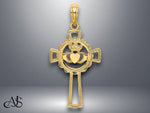 Load image into Gallery viewer, 14K Yellow Gold Claddagh Cross Charm with Necklace Chain Options