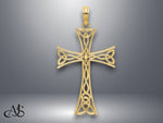 Load image into Gallery viewer, 14K Yellow Gold Polished Celtic Knot Cross Charm with Necklace Chain Options