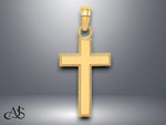 Load image into Gallery viewer, 14K Yellow Gold Polished Block Style Beaded Edge Cross Charm with Necklace Chain Options