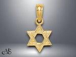 Load image into Gallery viewer, 14K Yellow Gold Mini Star Of David w/ Engraved Swirl Charm with Necklace Chain Options