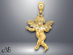 Load image into Gallery viewer, 14K Yellow Gold Guardian Angel Walking Charm with Necklace Chain Options