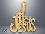 Load image into Gallery viewer, 14K Yellow Gold Polished and Engraved TRY JESUS Charm with Necklace Chain Options