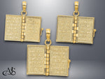 Load image into Gallery viewer, 14K Yellow Gold 3-D Moveable Pages Holy Bible w/ Lords Prayer Charm with Necklace Chain Options