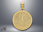 Load image into Gallery viewer, 14K Yellow Gold Textured Communion Cup on Round Disc Charm with Necklace Chain Options