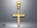 Load image into Gallery viewer, 14K Yellow Gold Polished w/ Star Pattern Mini Cross Charm with Necklace Chain Options
