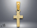 Load image into Gallery viewer, 14K Yellow Gold Polished and Engraved Mini Cross Charm with Necklace Chain Options