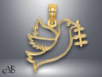 Load image into Gallery viewer, 14K Yellow Gold Cut-Out Dove with Olive Branch Charm with Necklace Chain Options