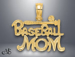 Load image into Gallery viewer, 14K Yellow Gold BASEBALL MOM Charm with Necklace Chain Options