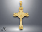 Load image into Gallery viewer, 14K Yellow Gold Crucifix W/ Sunburst Charm with Necklace Chain Options
