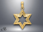 Load image into Gallery viewer, 14K Yellow Gold Textured Star Of David Charm with Necklace Chain Options