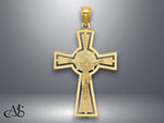 Load image into Gallery viewer, 14K Yellow Gold Cut-Out Crucifix W/ Center Circle Charm with Necklace Chain Options