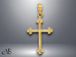 Load image into Gallery viewer, 14K Yellow Gold Cross W/ Spade Tip Edges Charm with Necklace Chain Options