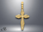 Load image into Gallery viewer, 14K Yellow Gold Polished and Textured Cross Charm with Necklace Chain Options