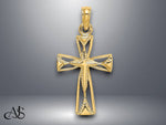 Load image into Gallery viewer, 14K Yellow Gold Cut-Out Cross w/ Triangle Ends Charm with Necklace Chain Options