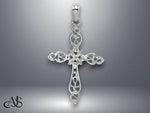 Load image into Gallery viewer, 14K Yellow Gold White Gold Polished and Cut-Out Cross Charm with Necklace Chain Options