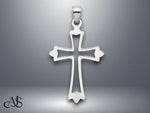 Load image into Gallery viewer, 14K Yellow Gold White Gold Polished and Cut-Out Cross Charm with Necklace Chain Options