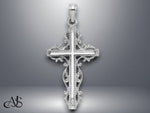 Load image into Gallery viewer, 14K Yellow Gold White Gold Cross w/ Lace Trim Charm with Necklace Chain Options
