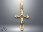 Load image into Gallery viewer, 14K Yellow Gold Cross Cut-Out and Polished Cross Charm with Necklace Chain Options
